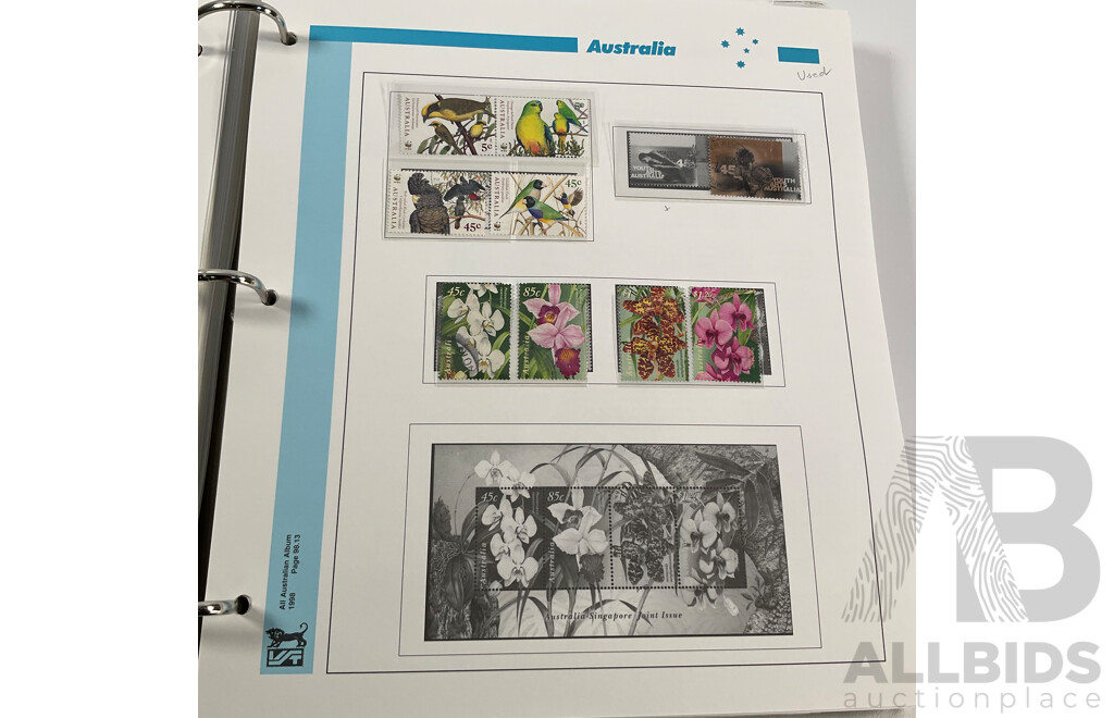 Australian VST and Seven Seas Album of Mint and Cancelled Stamps and Mini Sheets, Spanning 1996 to 2000
