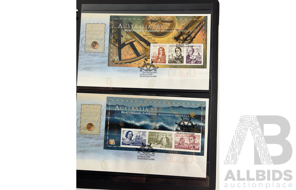 Album of Australian 1999-2000 PNCs and First Day Covers, Including Multiples and Sets