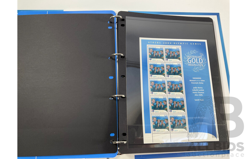 Australian 2004 Album of Mint Stamp Mini Sheets, Athens 2004 Olympic Games - Face Value $85