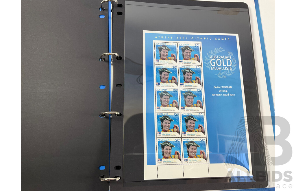 Australian 2004 Album of Mint Stamp Mini Sheets, Athens 2004 Olympic Games - Face Value $85