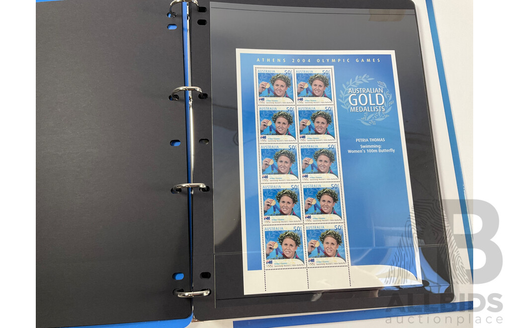 Australian 2004 Album of Mint Stamp Mini Sheets, Athens 2004 Olympic Games - Face Value $85