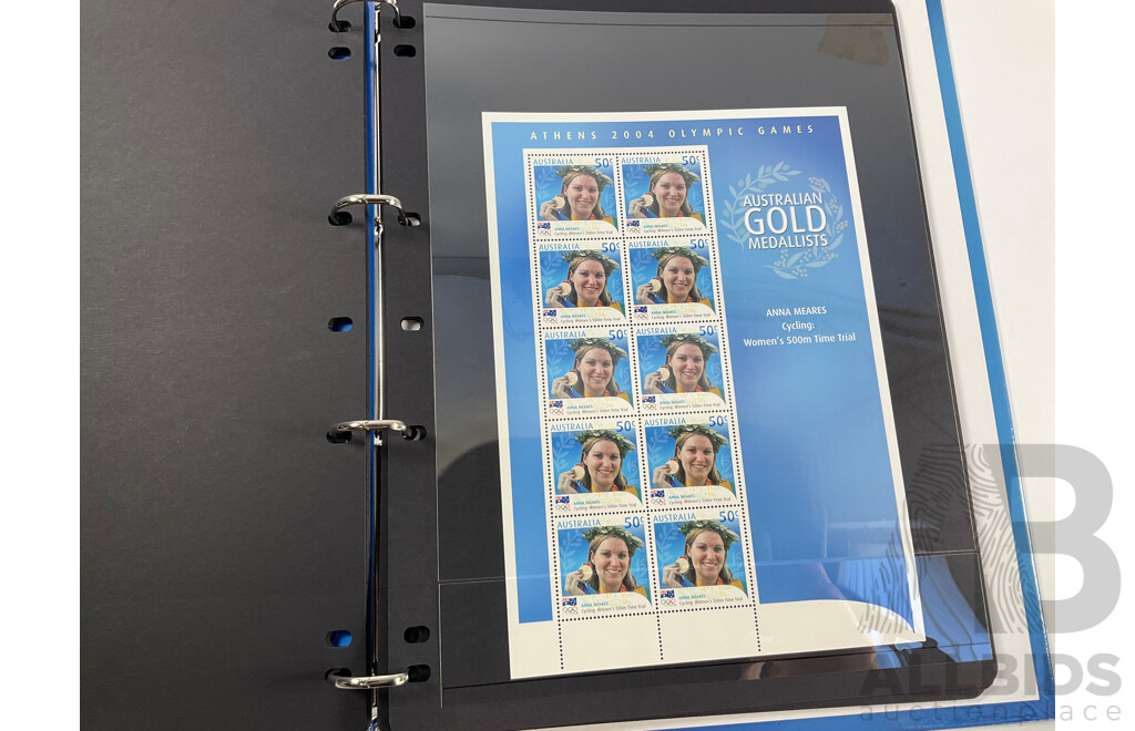 Australian 2004 Album of Mint Stamp Mini Sheets, Athens 2004 Olympic Games - Face Value $85