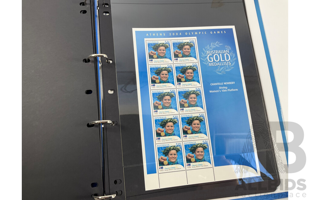 Australian 2004 Album of Mint Stamp Mini Sheets, Athens 2004 Olympic Games - Face Value $85