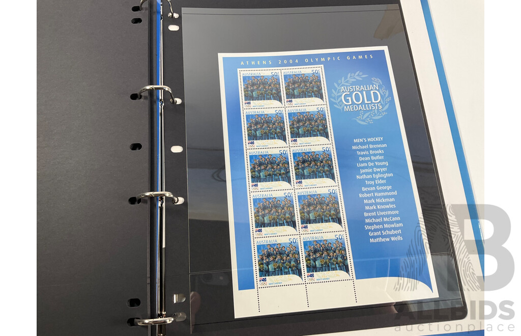 Australian 2004 Album of Mint Stamp Mini Sheets, Athens 2004 Olympic Games - Face Value $85