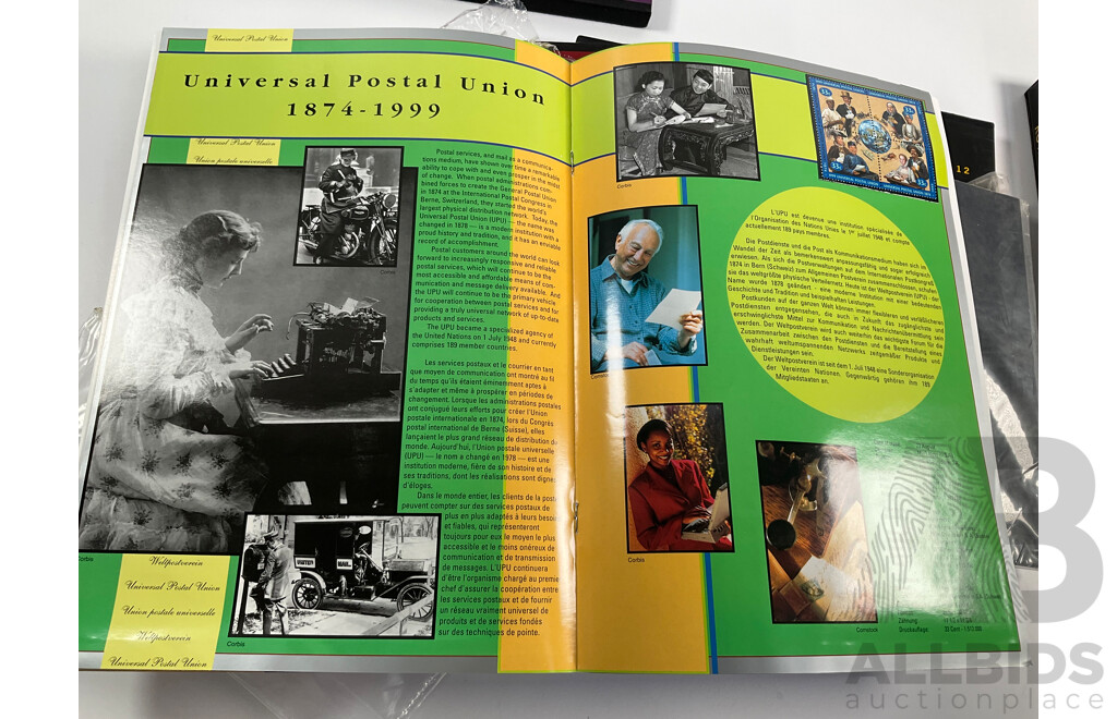 United Kingdom Royal Mail Annual Special Stamps Including Sets 12, 13, 15, Millennial Stamp Album, the Penny Black 1840-1990 Anniversary Book, United Nations New York Stamp Collection