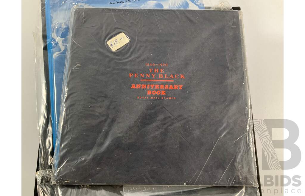 United Kingdom Royal Mail Annual Special Stamps Including Sets 12, 13, 15, Millennial Stamp Album, the Penny Black 1840-1990 Anniversary Book, United Nations New York Stamp Collection