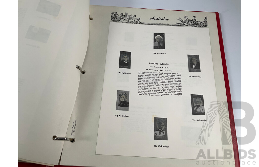 Album of Australian 1978/1979 First Day Covers with 1938 KGV Twopence Prepaid Envelope, Two Empty Seven Seas Hingeless Stamp Albums 1914 to 1985, Golden Days of Radio Postal Stamp Pack, The Stamp of Australia Book