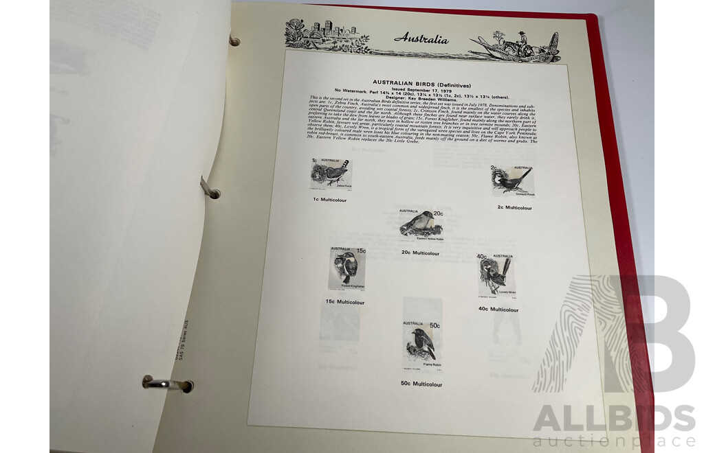 Album of Australian 1978/1979 First Day Covers with 1938 KGV Twopence Prepaid Envelope, Two Empty Seven Seas Hingeless Stamp Albums 1914 to 1985, Golden Days of Radio Postal Stamp Pack, The Stamp of Australia Book