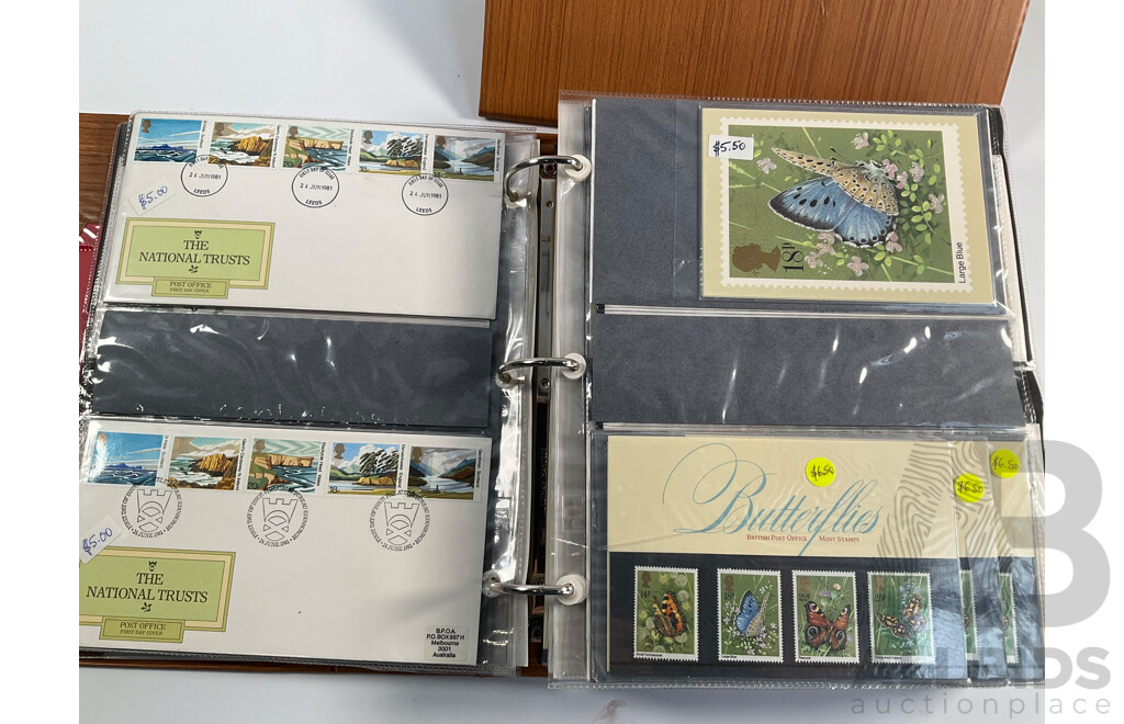 Two Albums of United Kingdom First Day Covers, Stamp Packs and Maximum Cards Spanning 1977 to 1987 Including Consecutive Year Packs 1981 to 1987