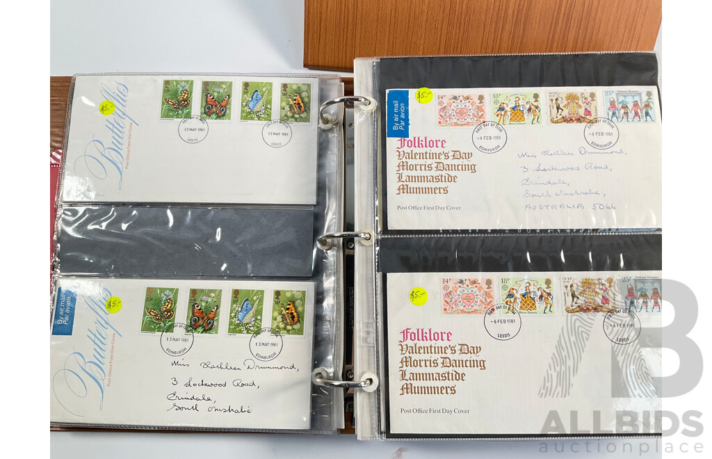 Two Albums of United Kingdom First Day Covers, Stamp Packs and Maximum Cards Spanning 1977 to 1987 Including Consecutive Year Packs 1981 to 1987