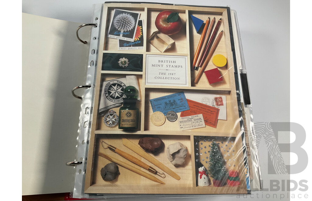 Two Albums of United Kingdom First Day Covers, Stamp Packs and Maximum Cards Spanning 1977 to 1987 Including Consecutive Year Packs 1981 to 1987