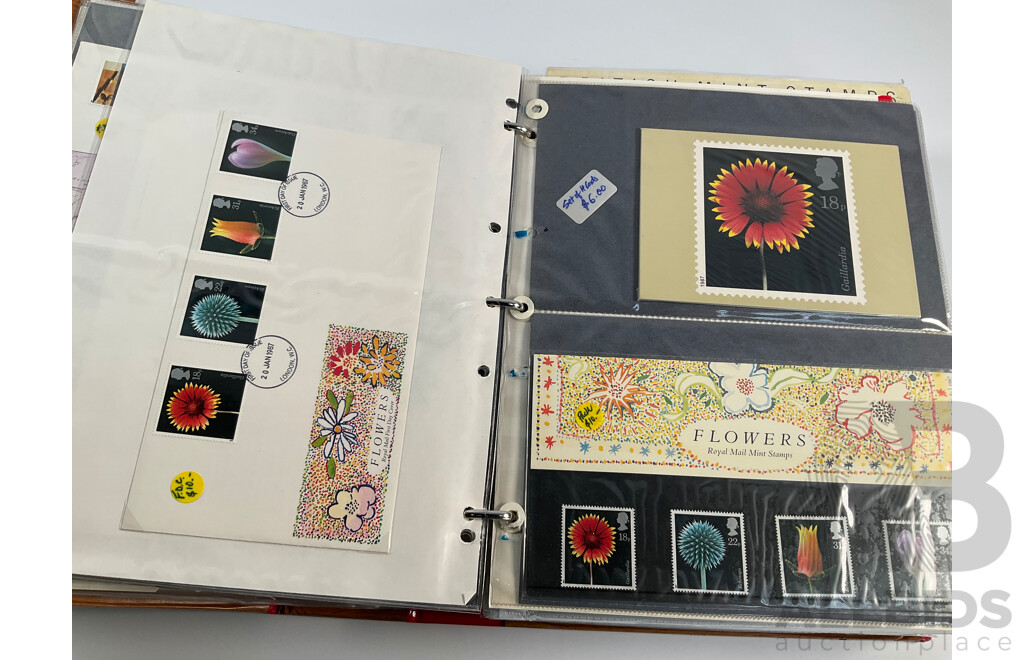 Two Albums of United Kingdom First Day Covers, Stamp Packs and Maximum Cards Spanning 1977 to 1987 Including Consecutive Year Packs 1981 to 1987