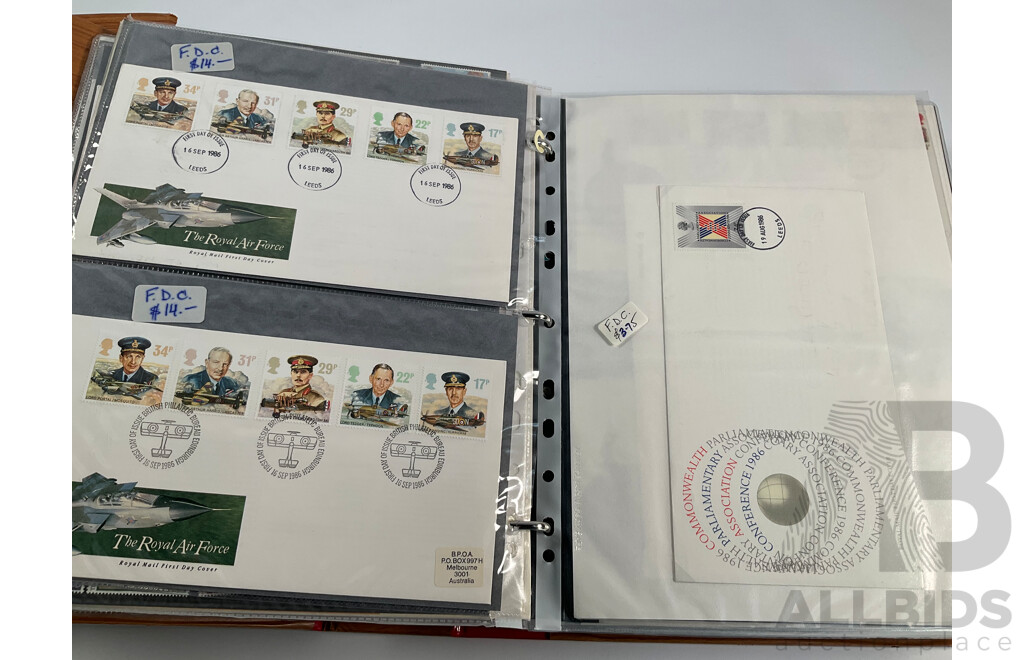 Two Albums of United Kingdom First Day Covers, Stamp Packs and Maximum Cards Spanning 1977 to 1987 Including Consecutive Year Packs 1981 to 1987