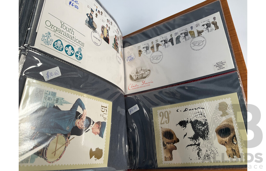 Two Albums of United Kingdom First Day Covers, Stamp Packs and Maximum Cards Spanning 1977 to 1987 Including Consecutive Year Packs 1981 to 1987