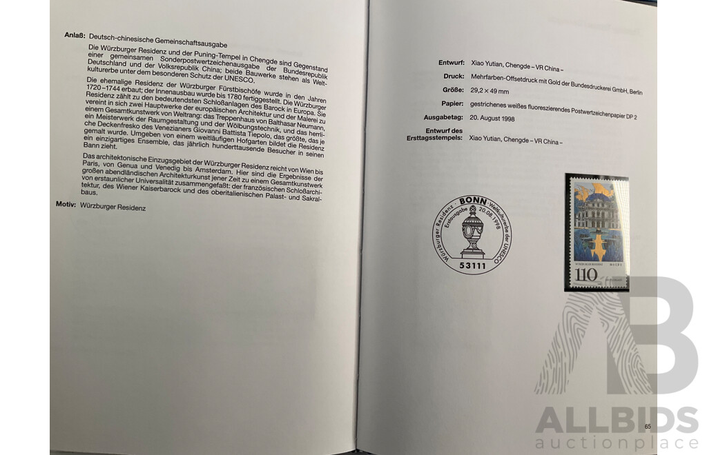 Four German Annual Stamp Albums Including 1996, 1997, 1998, 1999