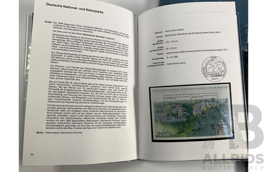 Four German Annual Stamp Albums Including 1996, 1997, 1998, 1999