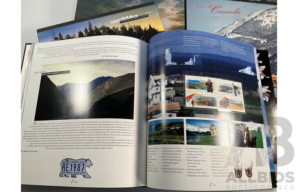 Six Canadian Annual Stamp Albums Including 1996, 1997, 1998, 1999, 2000, 2000 Millennium Collection