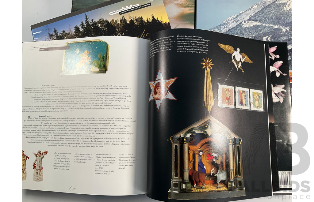 Six Canadian Annual Stamp Albums Including 1996, 1997, 1998, 1999, 2000, 2000 Millennium Collection
