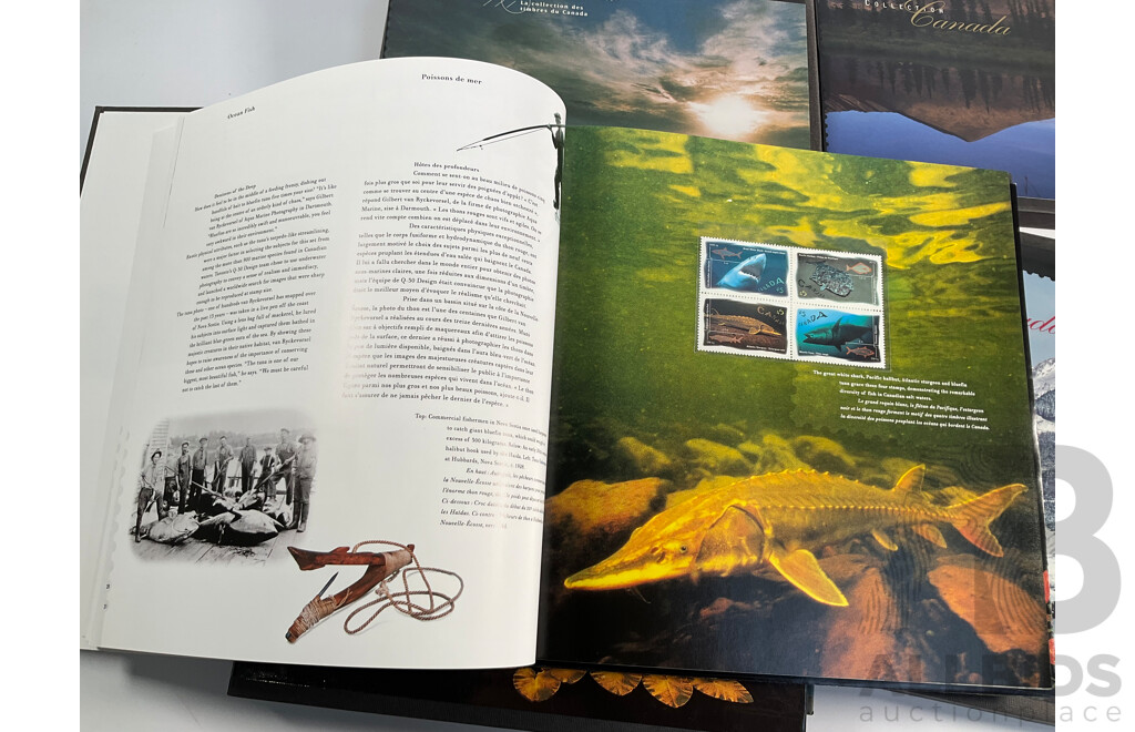 Six Canadian Annual Stamp Albums Including 1996, 1997, 1998, 1999, 2000, 2000 Millennium Collection
