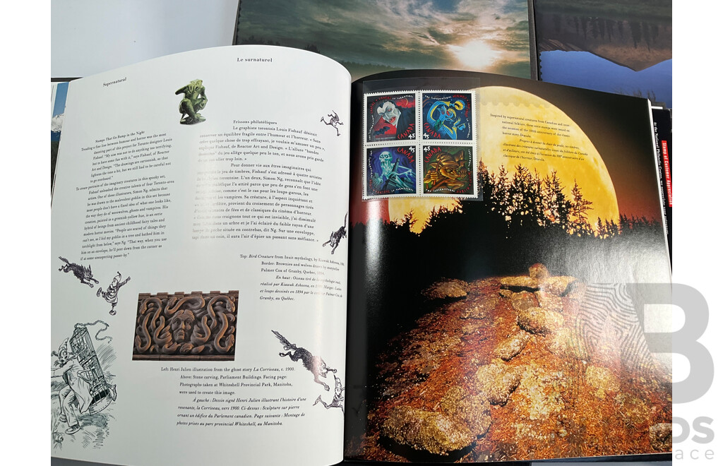Six Canadian Annual Stamp Albums Including 1996, 1997, 1998, 1999, 2000, 2000 Millennium Collection