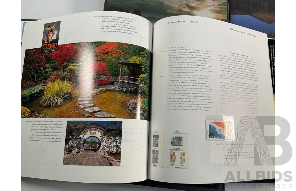 Six Canadian Annual Stamp Albums Including 1996, 1997, 1998, 1999, 2000, 2000 Millennium Collection