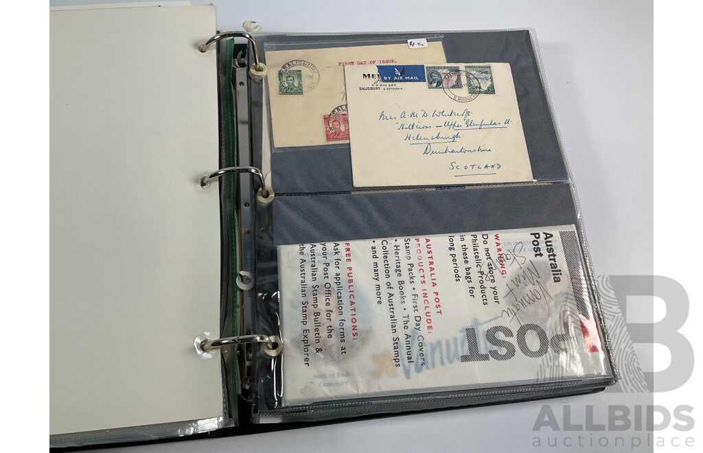 Album of Vintage International First Day Covers Including India, Gibraltar, South Africa, Singapore, Malaysia, Sarawak, Fiji, Pitcairn Islands, Solomon Islands