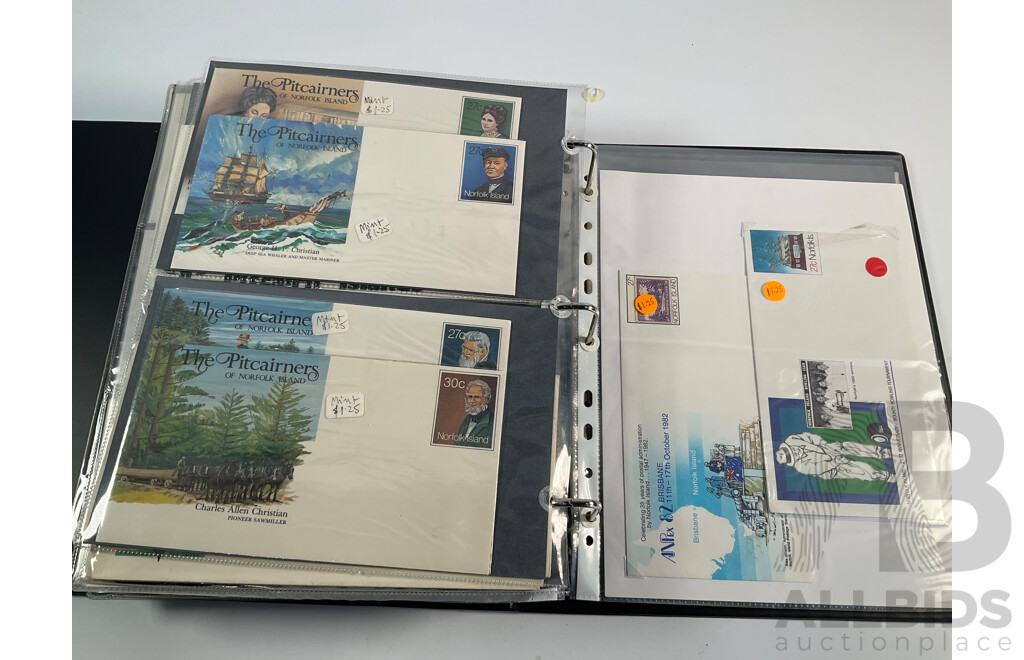 Album of Vintage International First Day Covers Including India, Gibraltar, South Africa, Singapore, Malaysia, Sarawak, Fiji, Pitcairn Islands, Solomon Islands