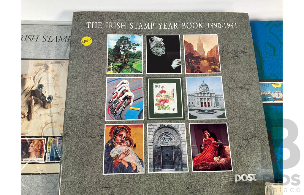 Eleven Irish Annual Stamp Albums Including 1989-1990, 1990-1991, 1990-1991 Special Edition, 1991-1992(2) 1994-1995, 1995-1996, 1997, 1998, 1999, 2000