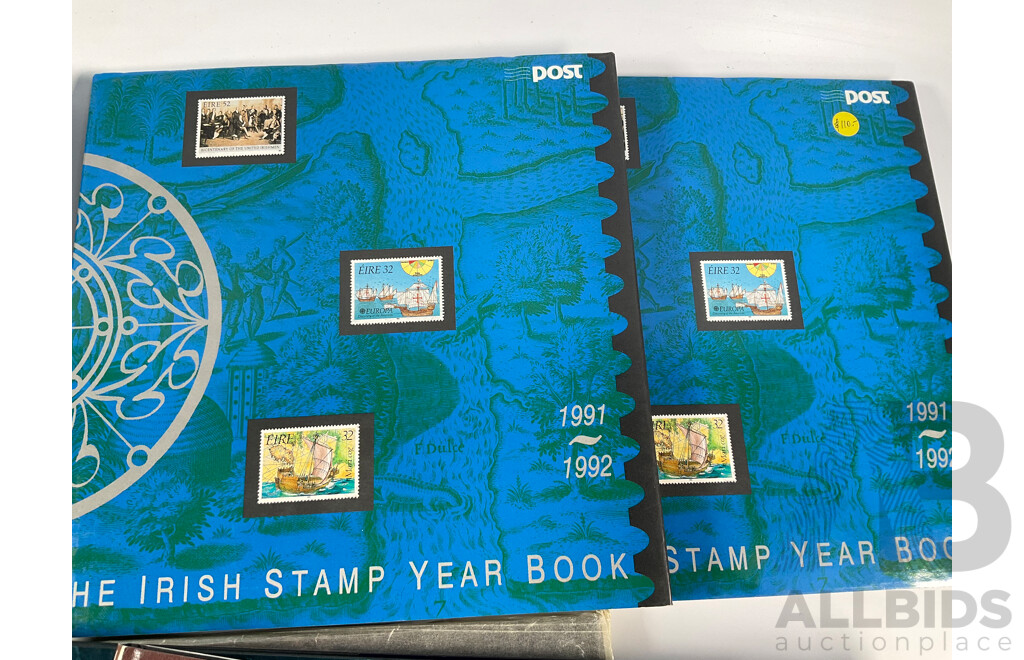 Eleven Irish Annual Stamp Albums Including 1989-1990, 1990-1991, 1990-1991 Special Edition, 1991-1992(2) 1994-1995, 1995-1996, 1997, 1998, 1999, 2000