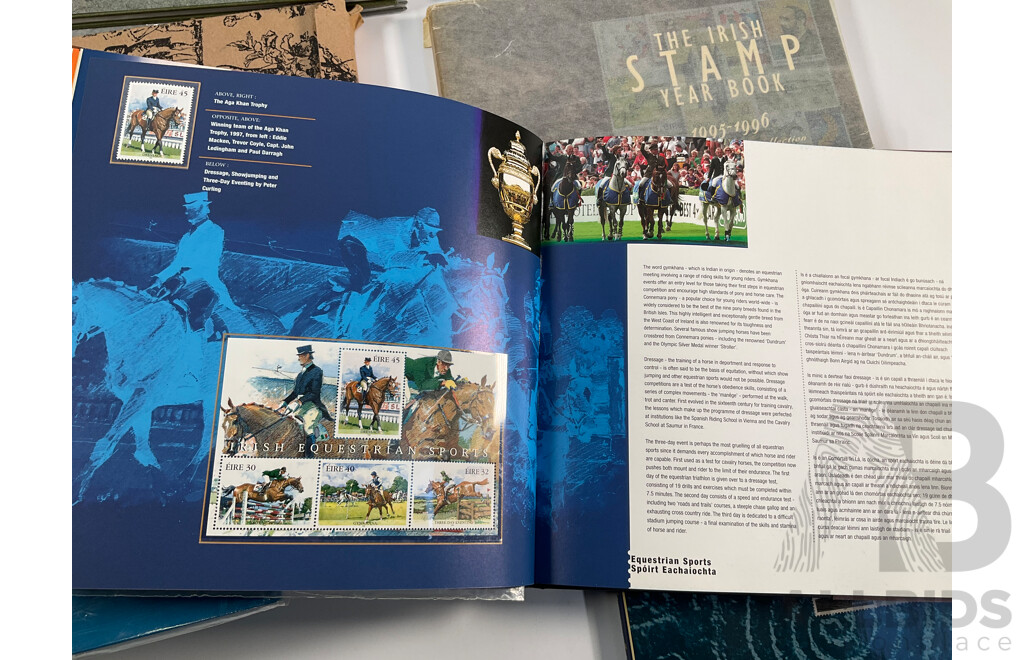 Eleven Irish Annual Stamp Albums Including 1989-1990, 1990-1991, 1990-1991 Special Edition, 1991-1992(2) 1994-1995, 1995-1996, 1997, 1998, 1999, 2000