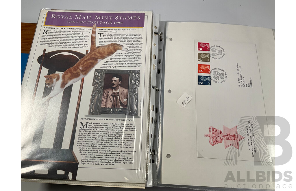 Album of United Kingdom Stamp Packs, Stamp Books and First Day Covers Spanning 1988-1990