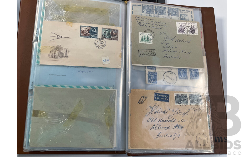 Collection of International Stamp Packs and First Day Covers Including United Stamps of All Nations Series, Australia, New Zealand, Hong Kong, China, Poland