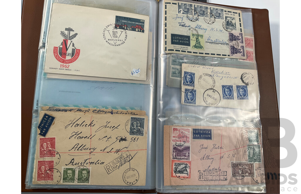 Collection of International Stamp Packs and First Day Covers Including United Stamps of All Nations Series, Australia, New Zealand, Hong Kong, China, Poland