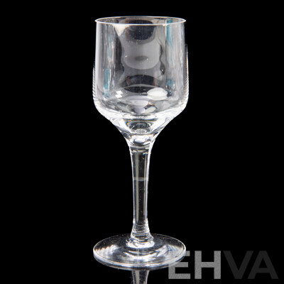 Collection Mid Century Orrefors Stemware Comprising Eight Brandy Balloons, Nine Wine Glasses and Seven Liqueur Glasses