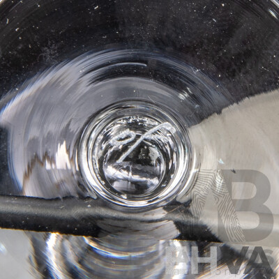 Collection Mid Century Orrefors Stemware Comprising Eight Brandy Balloons, Nine Wine Glasses and Seven Liqueur Glasses