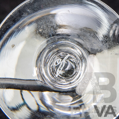 Collection Mid Century Orrefors Stemware Comprising Eight Brandy Balloons, Nine Wine Glasses and Seven Liqueur Glasses