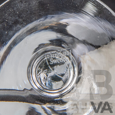 Collection Mid Century Orrefors Stemware Comprising Eight Brandy Balloons, Nine Wine Glasses and Seven Liqueur Glasses