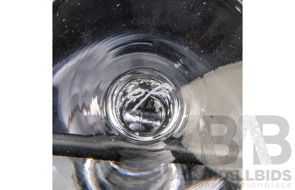 Collection Mid Century Orrefors Stemware Comprising Eight Brandy Balloons, Nine Wine Glasses and Seven Liqueur Glasses