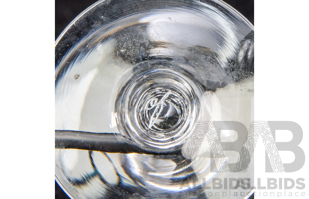 Collection Mid Century Orrefors Stemware Comprising Eight Brandy Balloons, Nine Wine Glasses and Seven Liqueur Glasses