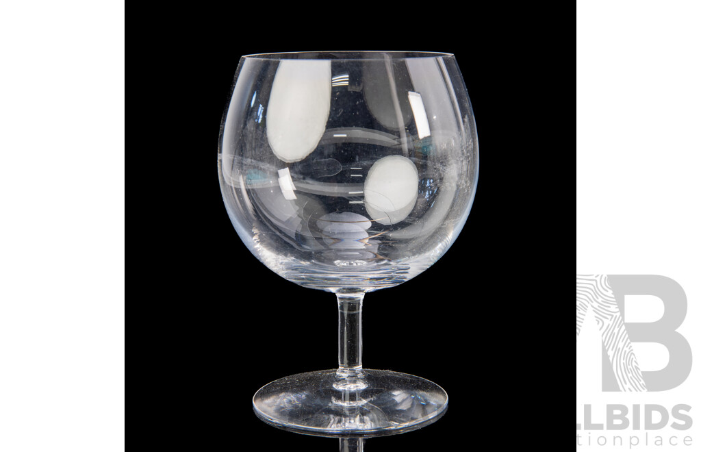 Collection Mid Century Orrefors Stemware Comprising Eight Brandy Balloons, Nine Wine Glasses and Seven Liqueur Glasses