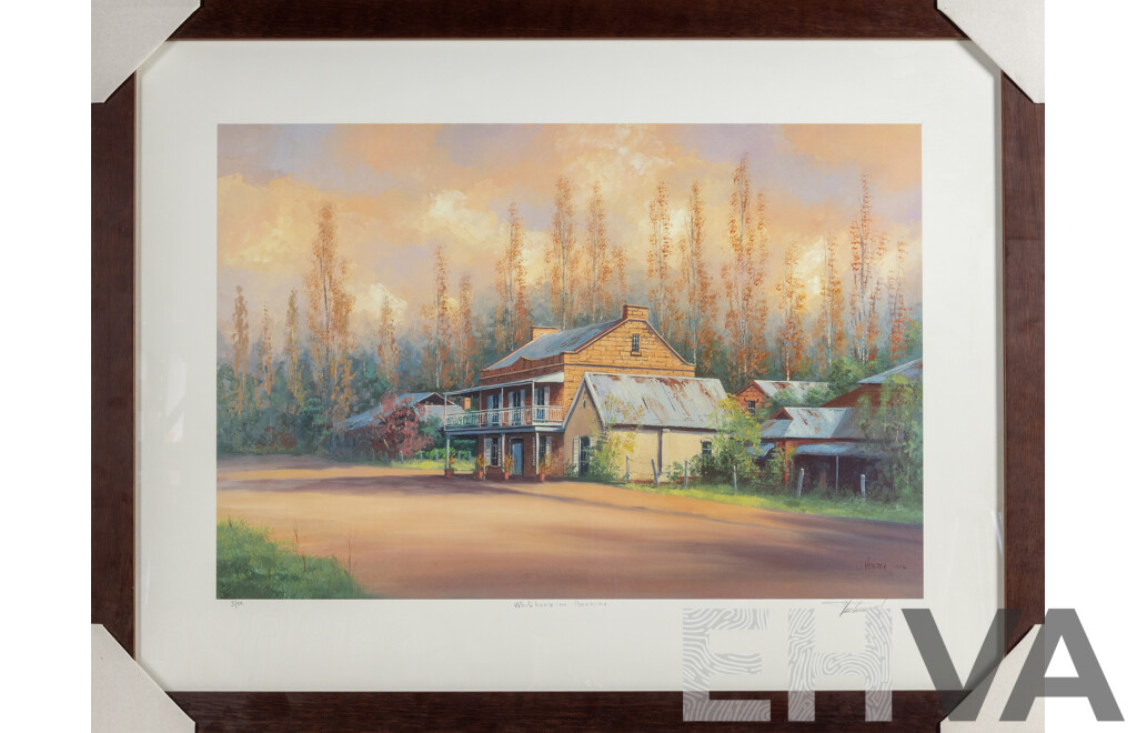 John Vander, (20th Century, Belgian-Born Australian, 1945-), White Horse Inn, Berrima (1994), Wonderful Quality Reproduction Print After Original Oil, 65 x 83 cm (frame)