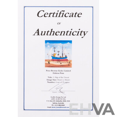 Peter Browne, (20th Century, Australian, 1947-), A Ship of the Desert, Giclee Limited Edition Print, Hand Signed, 65 x 65 cm (frame)