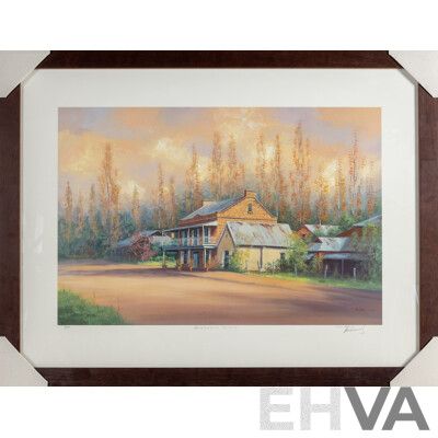 John Vander, (20th Century, Belgian-Born Australian, 1945-), White Horse Inn, Berrima (1994), Wonderful Quality Reproduction Print After Original Oil, 65 x 83 cm (frame)