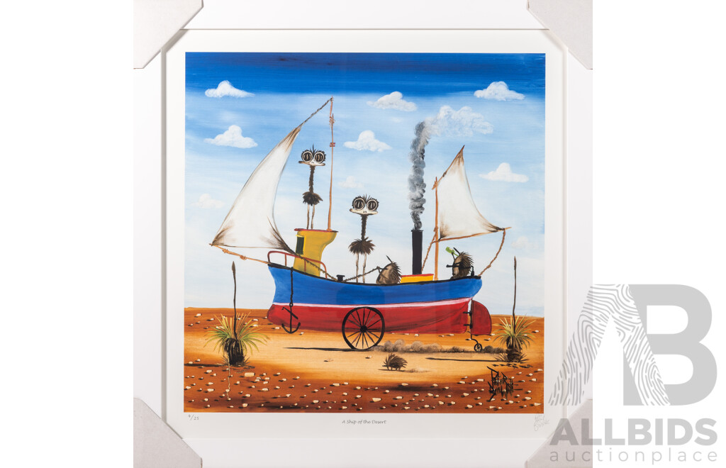 Peter Browne, (20th Century, Australian, 1947-), A Ship of the Desert, Giclee Limited Edition Print, Hand Signed, 65 x 65 cm (frame)