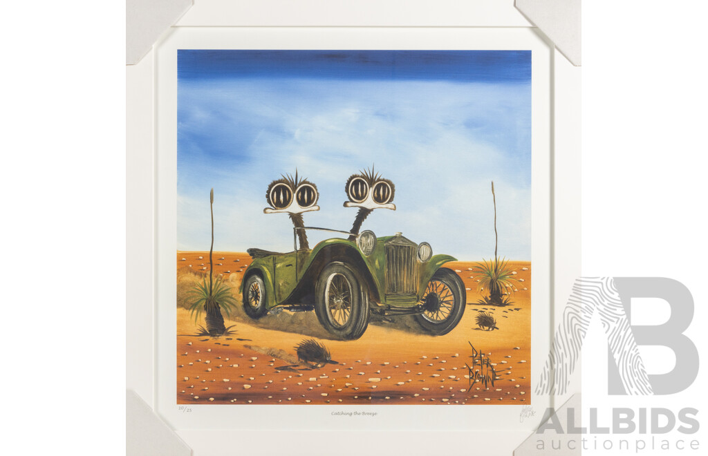 Peter Browne, (20th Century, Australian, 1947-), Catching the Breeze, Giclee Limited Edition Print, Hand Signed, 65 x 65 cm (frame)