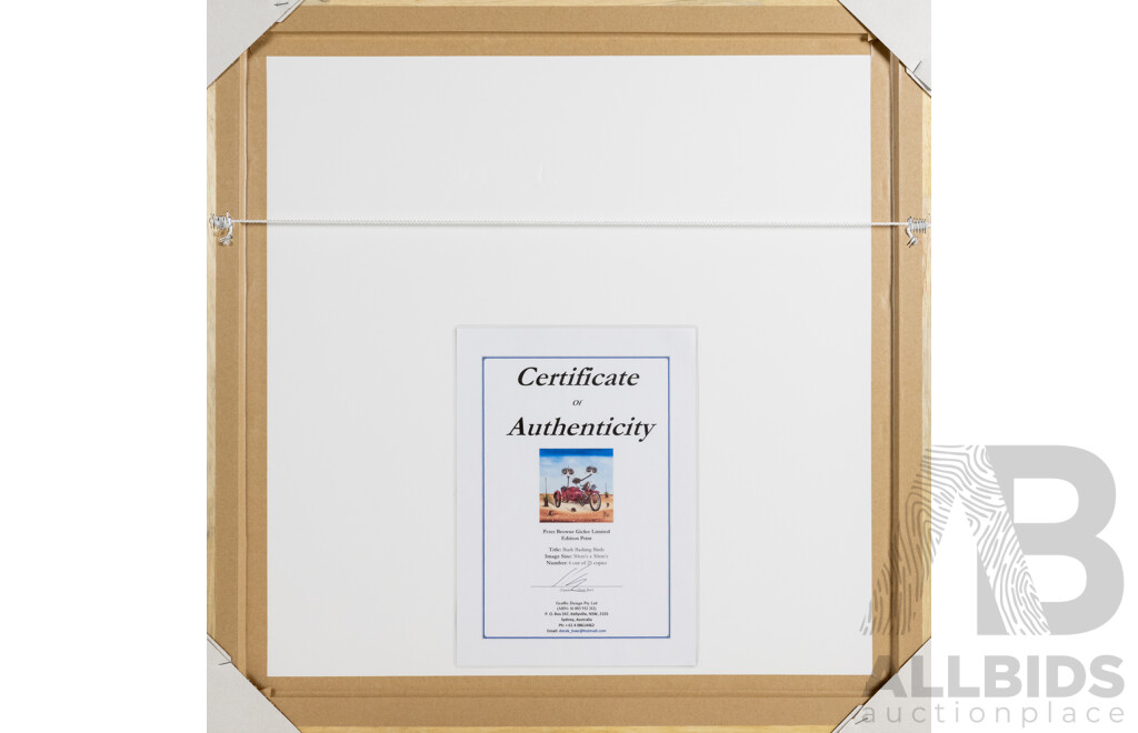 Peter Browne, (20th Century, Australian, 1947-), Bush Bashing Birds, Giclee Limited Edition Print, Hand Signed, 65 x 65 cm (frame)