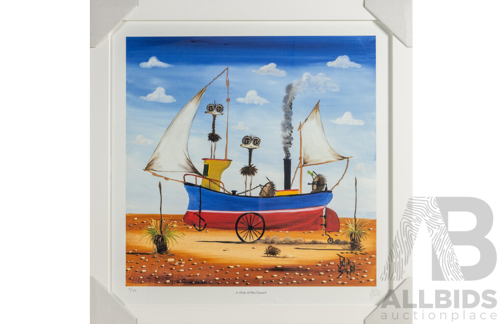 Peter Browne, (20th Century, Australian, 1947-), A Ship of the Desert, Giclee Limited Edition Print, Hand Signed, 65 x 65 cm (frame)