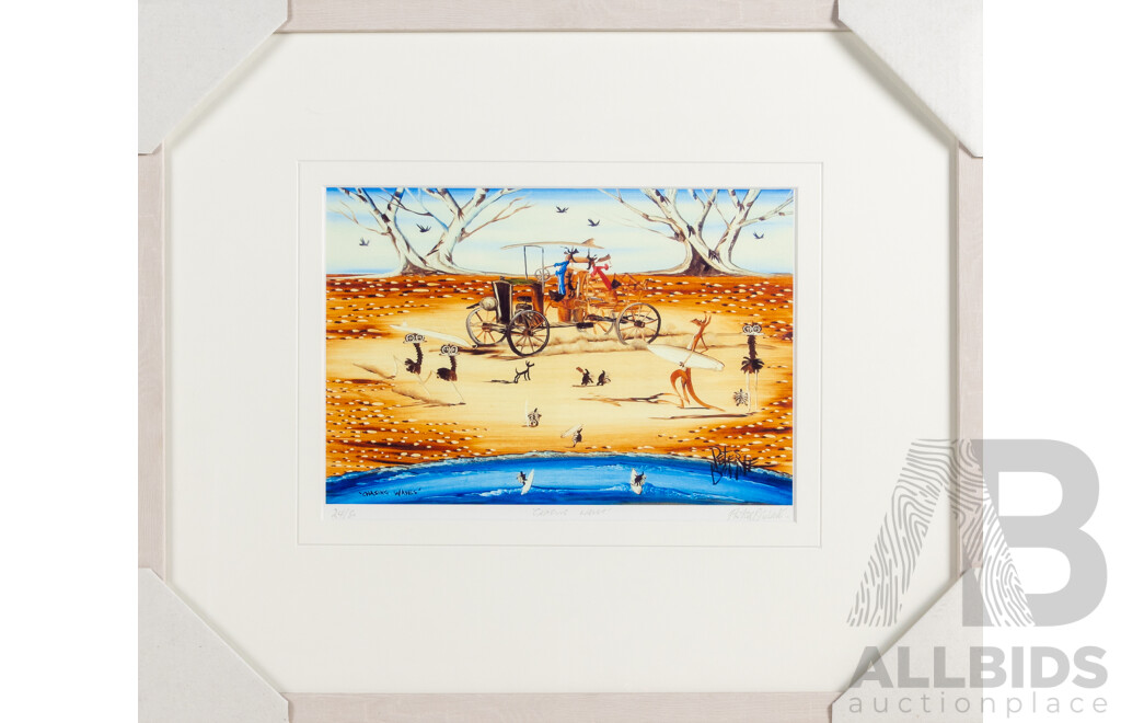 Peter Browne, (20th Century, Australian, 1947-), Chasing Waves, Beautiful Signed & Editioned Giclee Print, 44 x 52 cm (frame)