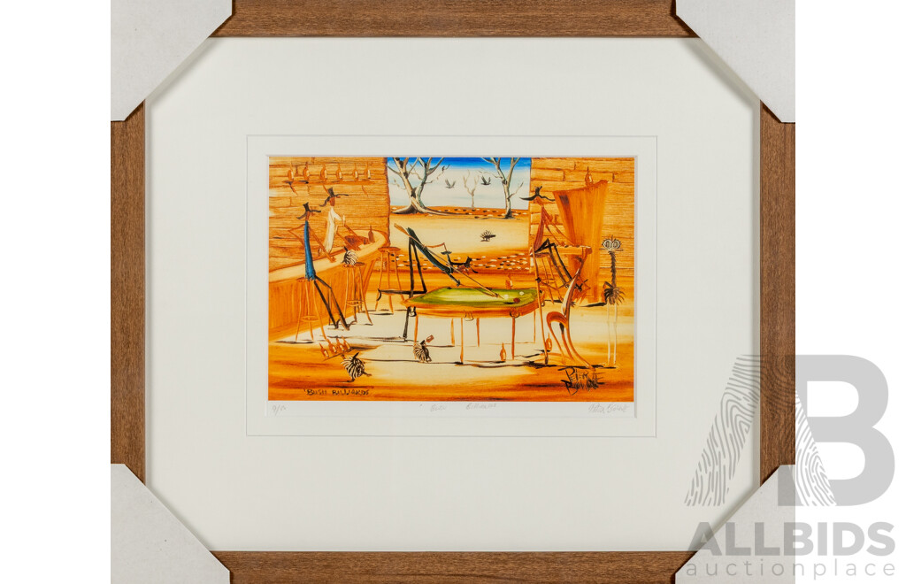 Peter Browne, (20th Century, Australian, 1947-), Bush Billiards, Beautiful Signed & Editioned Giclee Print, 46 x 54 cm (frame)