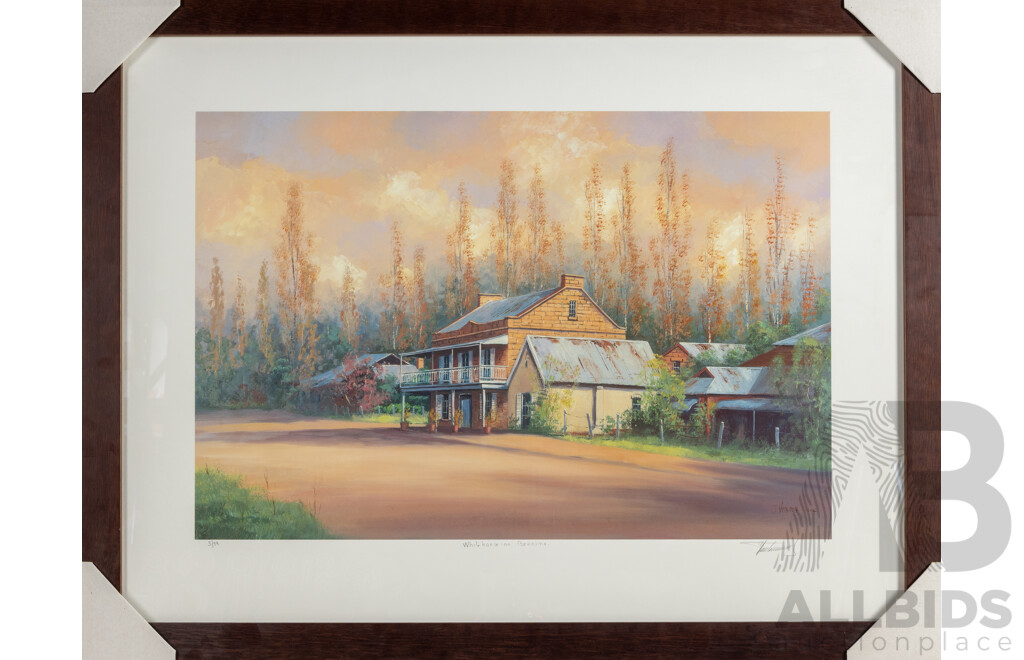 John Vander, (20th Century, Belgian-Born Australian, 1945-), White Horse Inn, Berrima (1994), Wonderful Quality Reproduction Print After Original Oil, 65 x 83 cm (frame)